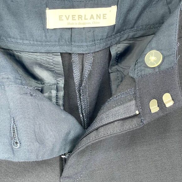 Everlane Wool Navy Straight Leg Crop Pants Mid Rise Flat Front Women Size 4 - Picture 5 of 11